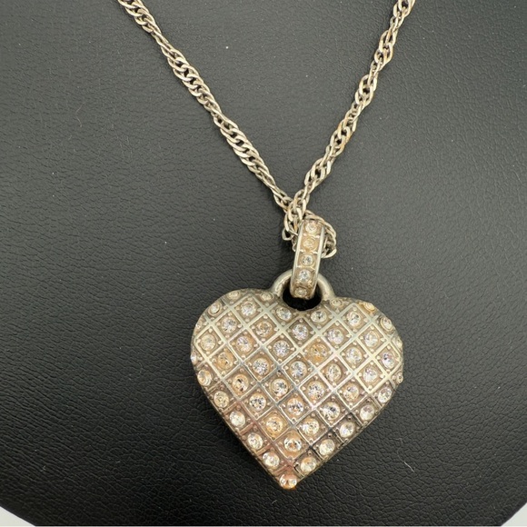 Brighton Puffy Diamond Lace Heart Reversible Pendant Necklace - Picture 15 of 16